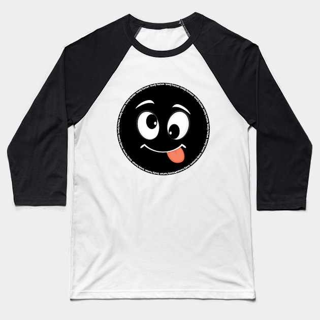 Funny tongue out smiley face Baseball T-Shirt by Meine Zwergenkinder